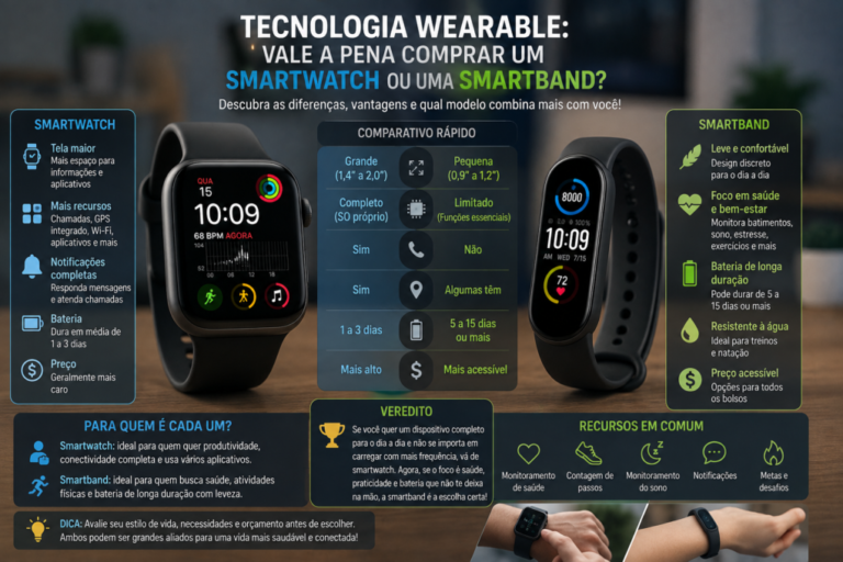 Tecnologia Wearable: Vale a Pena Comprar um Smartwatch ou uma Smartband?